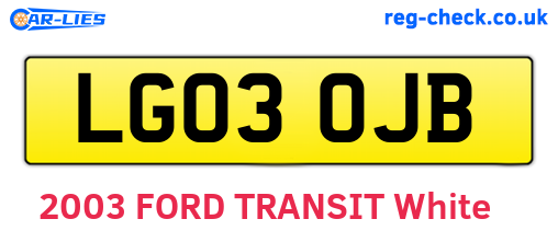 LG03OJB are the vehicle registration plates.