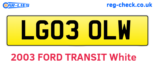 LG03OLW are the vehicle registration plates.