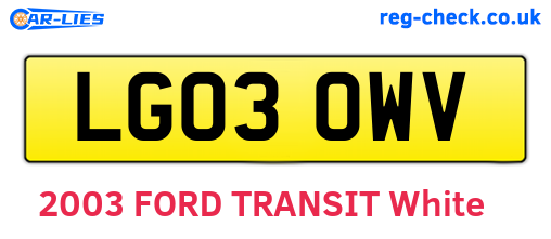LG03OWV are the vehicle registration plates.