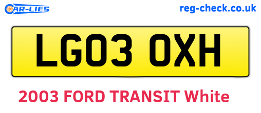 LG03OXH are the vehicle registration plates.