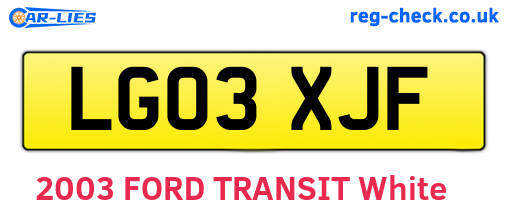 LG03XJF are the vehicle registration plates.