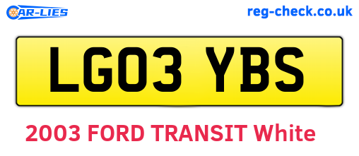 LG03YBS are the vehicle registration plates.