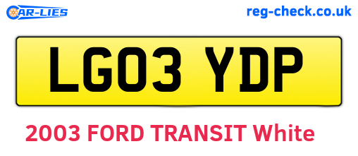 LG03YDP are the vehicle registration plates.