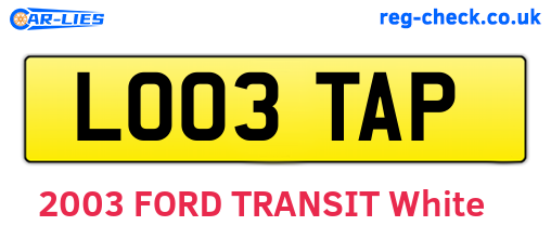 LO03TAP are the vehicle registration plates.