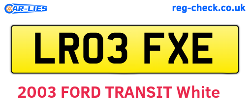 LR03FXE are the vehicle registration plates.