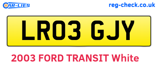 LR03GJY are the vehicle registration plates.