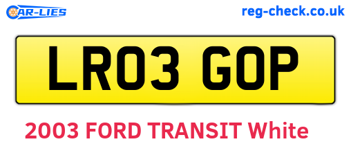 LR03GOP are the vehicle registration plates.