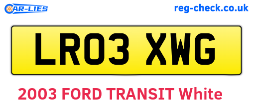 LR03XWG are the vehicle registration plates.