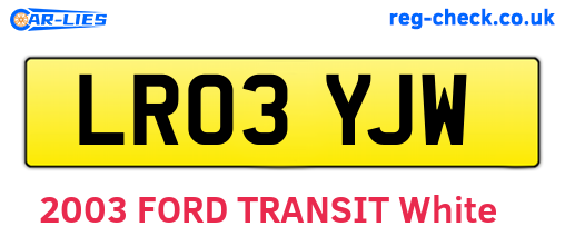 LR03YJW are the vehicle registration plates.