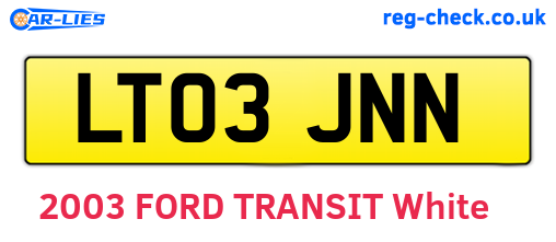 LT03JNN are the vehicle registration plates.