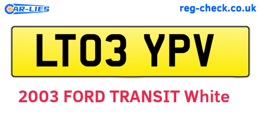 LT03YPV are the vehicle registration plates.