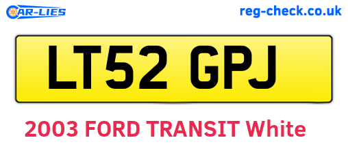 LT52GPJ are the vehicle registration plates.