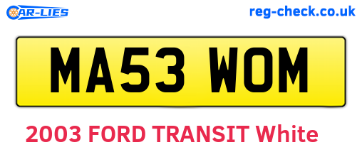 MA53WOM are the vehicle registration plates.