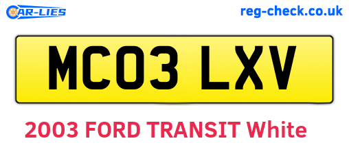 MC03LXV are the vehicle registration plates.