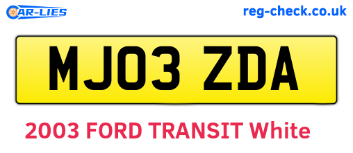 MJ03ZDA are the vehicle registration plates.