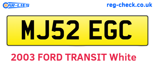 MJ52EGC are the vehicle registration plates.