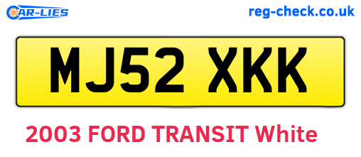 MJ52XKK are the vehicle registration plates.