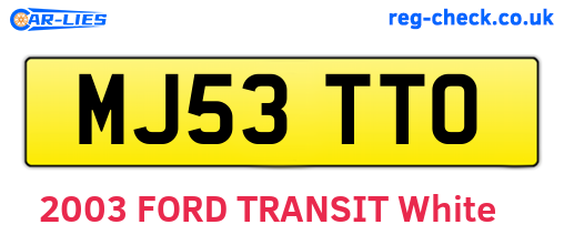 MJ53TTO are the vehicle registration plates.
