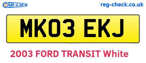 MK03EKJ are the vehicle registration plates.
