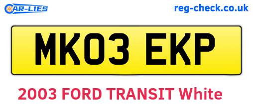 MK03EKP are the vehicle registration plates.