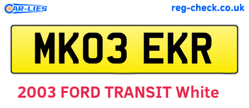 MK03EKR are the vehicle registration plates.