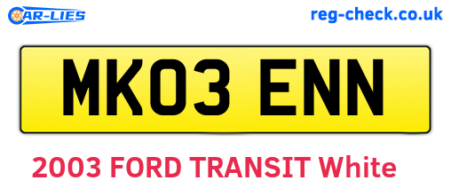 MK03ENN are the vehicle registration plates.