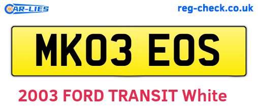 MK03EOS are the vehicle registration plates.