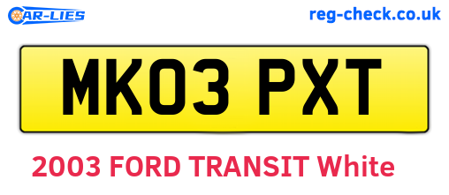 MK03PXT are the vehicle registration plates.