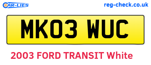 MK03WUC are the vehicle registration plates.
