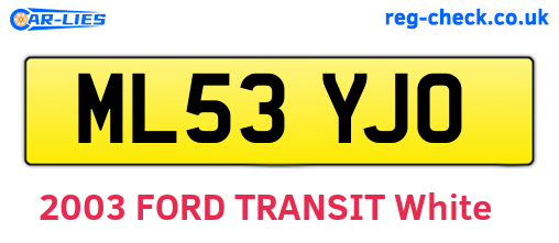 ML53YJO are the vehicle registration plates.