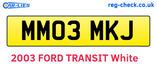 MM03MKJ are the vehicle registration plates.