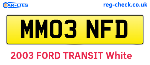 MM03NFD are the vehicle registration plates.