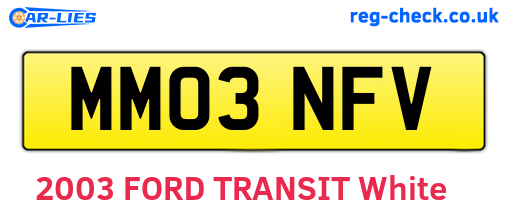 MM03NFV are the vehicle registration plates.