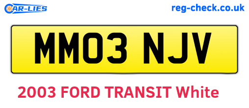 MM03NJV are the vehicle registration plates.