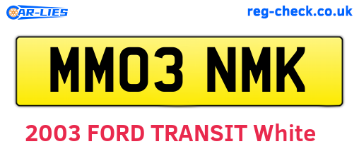 MM03NMK are the vehicle registration plates.