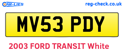 MV53PDY are the vehicle registration plates.