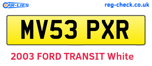 MV53PXR are the vehicle registration plates.