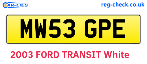 MW53GPE are the vehicle registration plates.