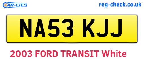 NA53KJJ are the vehicle registration plates.