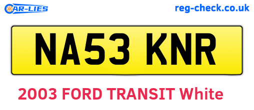 NA53KNR are the vehicle registration plates.