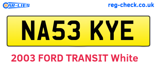 NA53KYE are the vehicle registration plates.