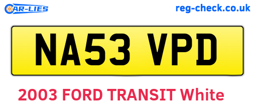 NA53VPD are the vehicle registration plates.