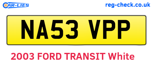 NA53VPP are the vehicle registration plates.