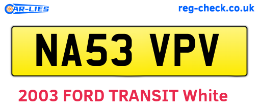 NA53VPV are the vehicle registration plates.
