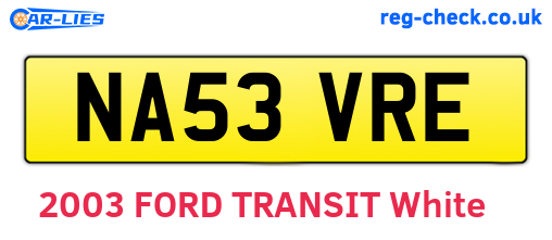 NA53VRE are the vehicle registration plates.