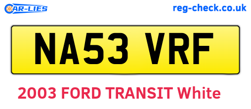 NA53VRF are the vehicle registration plates.