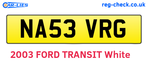 NA53VRG are the vehicle registration plates.