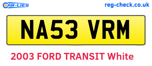 NA53VRM are the vehicle registration plates.