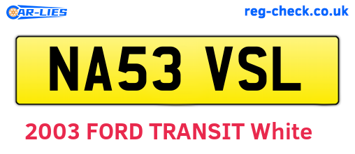 NA53VSL are the vehicle registration plates.