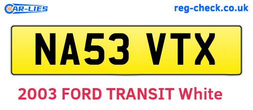NA53VTX are the vehicle registration plates.